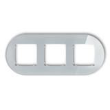 ICON Ramka uniwersalna potrójna okrągła - efekt szkła (ramka: szara; spód: biały) szary