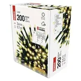 Oświetlenie świąteczne sople 200 LED 3,6m, ciepła biel, zielony przew., 8 programów, IP44