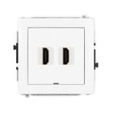 DECO Mechanizm gniazda podwójnego HDMI 2.0, bez pola opisowego biały