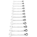 Klucze płasko oczkowe z grzechotką i przełącznikiem, zestaw 12 szt., 8 - 19 mm, miękkie etui