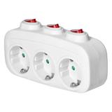 Rozgałęźnik 3x2P+Z z 3 włącznikami, Schuko ES-3(GS) ORNO