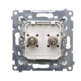 Simon 54 Gniazdo ekwipotencjalne podwójne srebrny mat