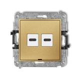 ICON Mechanizm ładowarki USB podwójnej 2xUSB C, 20W max., bez pola opisowego złoty