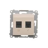 Simon 54 Gniazdo komputerowe RJ45 kategoria 5e + telefoniczne RJ12 kremowy D5T.01/41 KONTAKT