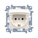 Simon 10 Gniazdo Schuko IP44 z uszczelką z przesłonami klapka w kol. pokrywy 16A Krem