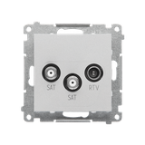 Simon 55 Gniazdo antenowe satelitarne podwójne SAT-SAT-RTV 2x Wejście: 5 MHz÷2,4 GHz Aluminium mat