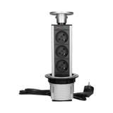 Gniazdo meblowe O8cm wysuwane z blatu, z przewodem 1,8m, 3x2P+Z