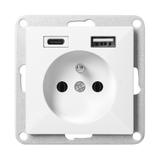 Gniazdo pojedyncze podtynkowe 2P+Z z ładowarką USB A+C Pearl, 16A, 250V, PT-16P/USB, biały OR-OE-7705/USBAC/W ORNO