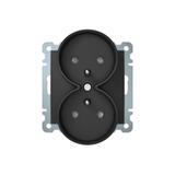 B.Kwadrat Gniazdo podwójne z uziemieniem do ramek 1- lub wielokrotnych, antracyt
