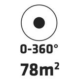 Zraszacz ogrodowy, regulowany zakres kąta podlewania 0° - 360°, powierzchnia podlewania max 78 m2