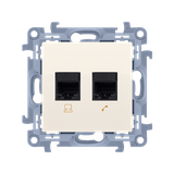 Simon 10 Gniazdo RJ45 kat. 6+gniazdo telefoniczne RJ11 krem