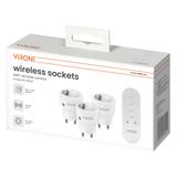 Zestaw bezprzewodowych gniazd MINI Schuko, sterowanych pilotem 3+1, 2300W