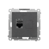 Simon 55 Gniazdo komputerowe pojedyncze RJ45 kategoria 6 z przesłoną przeciwkurzową Grafitowy mat