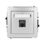 DECO Mechanizm gniazda komputerowego pojedynczego 1xRJ45, kat. 8, ekranowany, 8-stykowy srebrny meta