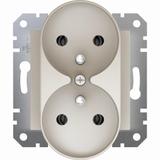 Asfora, gniazdo 2x2P+PE do systemu ramkowego, krem