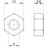 DIN 934, NAKRĘTKI SZEŚCIOKĄTNE M 8 DIN 9