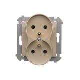 Simon 54 Gniazdo podwójne z/u z przesłonami 16A z. śrub. kremowy