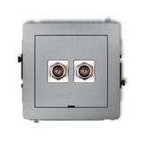 DECO Mechanizm gniazda antenowego podwójnego typu F (SAT) niklowany, bez pola opisowego srebrny meta