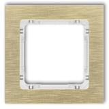 DECO Ramka uniwersalna pojedyncza - aluminium szczotkowane (ramka: kolor mosiężny; spód: biały) mosi