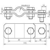 Zacisk do uziomów fi 20 mm i płask. do 40 mm, St/tZn