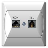 AKCENT Gniazdo komputerowo-telefoniczne RJ 45 kat. 5e (8-stykowe) + RJ 11 (6-stykowe) kolor biały GPKT-A/K/00 OSPEL