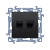 Simon 10 Gniazdo RJ45 kat. 6+gniazdo telefoniczne RJ11 czarny