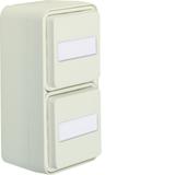 BERKER W.1 Gniazdo SCHUKO 2P+Z podwójne pionowe z polem opisowym kompletne IP55 biały 47703532 HAGER