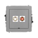 DECO Mechanizm gniazda podwójnego RCA, bez pola opisowego (typu cinch - biały i czerwony, pozłacany)