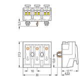 złączka zasilająca 3-biegunowa ze stopkami ze styk. PE