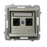 SONATA Gniazdo telefoniczne podwójne niezależne - kolor stal inox