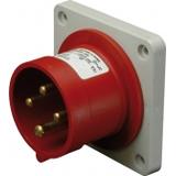 ERRO 1653 - 16A, 400V, 3P+N+PE,Wtyk odbiornikowy prosty ze zwrotnicą faz IP44