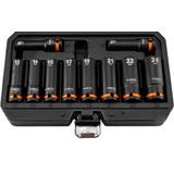 Nasadki udarowe 1/2", 10-24 mm, zestaw 10 szt., CrMo