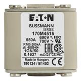FUSE 550A 690V 1GN/50 AR UC Wkładka szybka 550A AC 690V rozmiar 1 53x69x51 mm aR IEC UL w 170M4515 E