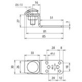 Łącznik Z do mocowania z zaciskiem, Alu-St/tZn