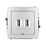 DECO Mechanizm gniazda podwójnego 2xUSB A-A 2.0, bez pola opisowego srebrny metalik