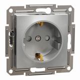 Asfora, gniazdo pojedyncze schuko, z przesłonami, aluminium