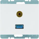 BERKER K.1 Gniazdo USB / 3,5mm Audio biały 3315397009 HAGER