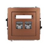 DECO Mechanizm gniazda komputerowego podwójnego 2xRJ45, kat. 6, ekranowany, 8-stykowy brązowy metali