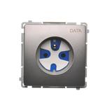 Simon Basic Gniazdo wtyczkowe DATA z uziemieniem i kluczem uprawniającym 16A 250V zaciski śrubowe stal inox BMGD1.01/21 KONTAKT