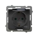 AS Gniazdo bryzgoszczelne z uziemieniem schuko IP-44 z przesłonami torów prądowych wieczko przezrocz