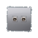 Simon Basic Gniazdo antenowe typu podwójne srebrny mat