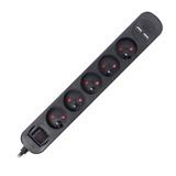 Listwa przeciwprzepięciowa, 5 gniazd 2P+Z, kabel 3x1,0mm2, długość 1,5m, z wyłącznikiem podświetlany PS-1/B/1,5M ORNO