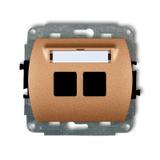 TREND Mechanizm gniazda multimedialnego podwójnego bez modułu (standard Keystone) złoty metalik