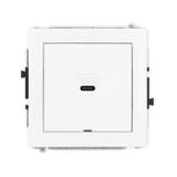 DECO Mechanizm gniazda pojedynczego 1xUSB C-C, bez pola opisowego biały