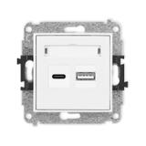 ICON Mechanizm ładowarki USB podwójnej USB C + USB A, 20W max. biały