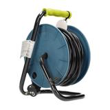 Przedłużacz bębnowy MINI, 4 gniazda 2P+Z (Schuko), metalowy stojak, polwinit H05VV-F 3x1mm2 , długość 15m, limonkowy OR-AE-1339/L(GS) ORNO