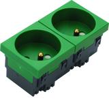 tehalit.GB-EG Gniazdo 2P+Z 33st 2-krotne 45x45mm bezhalogenowe zielone EER2336029 HAGER