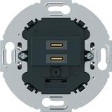 Mechanizm gniazda ładowania do serii obrotowych USB C+C 20W PD, antracyt mat