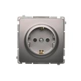 Simon Basic Gniazdo wtyczkowe z uziemieniem Schuko z przesłonami torów prądowych16A 250V zaciski śrubowe stal inox BMGSZ1Z.01/21 BMGSz1z.01/21 KONTAKT