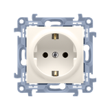 Simon 10 Gniazdo Schuko pojedyncze 16A z. śrub. krem